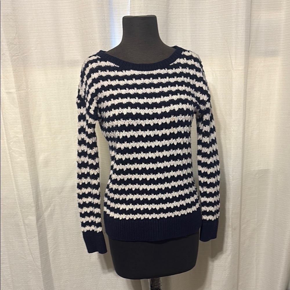 Navy and White Striped Sweater